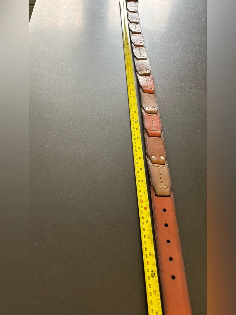 Fossil Patchwork Genuine Leather Belt Multicolored Brass Buckle Unique Cowboy M